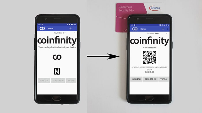 Smartphone app with the NFC card placement